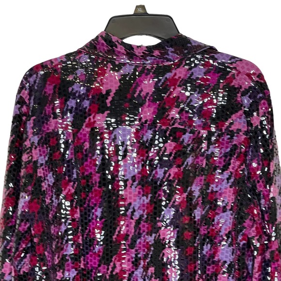 Elementz Shiny Sparkle Button Jean Jacket Shirt Stretch Long Sleeve Women Medium - Picture 7 of 8